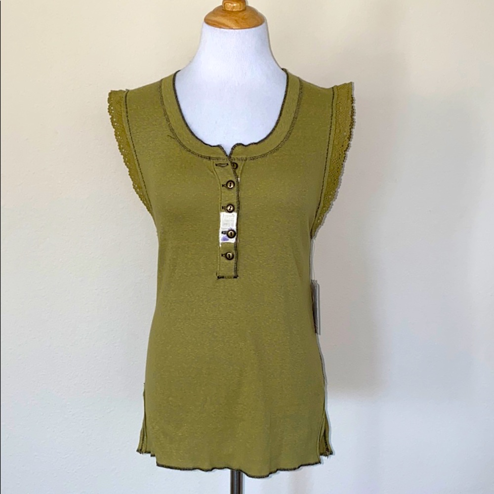 We The Free Olive Green Sleeveless Blouse